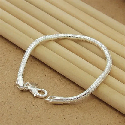 925 Sterling Silver Square Buckle 10MM Side Chain Solid Bracelet for Women Men Charm Party Gift Wedding Fashion Jewelry