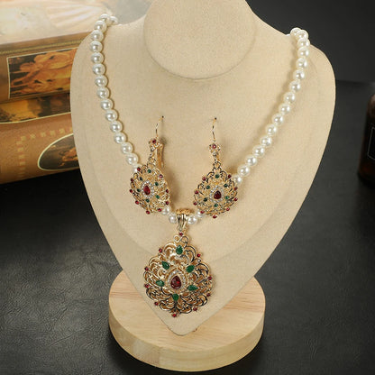 Moroccan ladies jewelry 2-piece set necklace earrings Arabic bridal party accessories ladies festival gifts