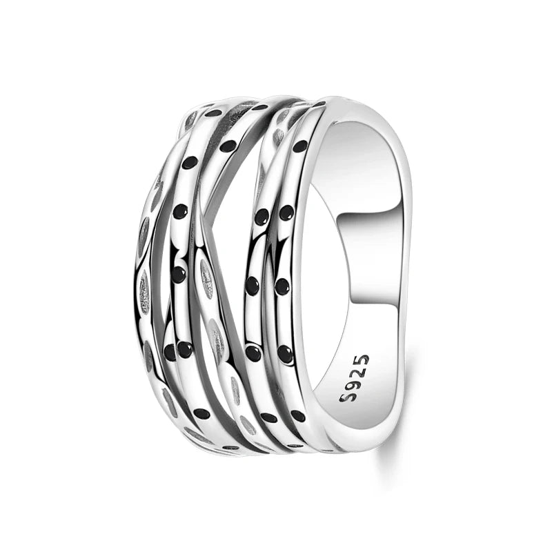 Rings For Women 925 Silver Color Zircon Winding Line Geometric Star Ring Engagement Wedding Romantic Valentine Fine Jewelry Gift