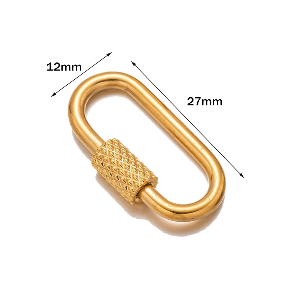 5pcs Gold Stainless Steel Heart Screw Carabiner Lock Connector Fastener Clip For DIY Necklaces Keychain Jewelry Making Supplies
