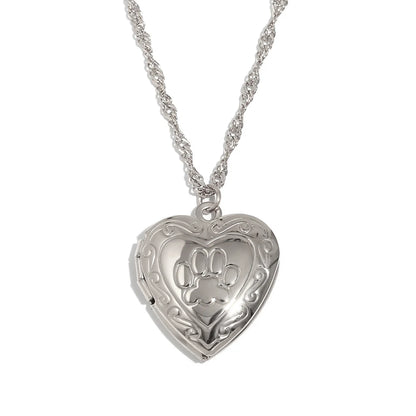 E.B.belle Flower Pattern Hollow Heart Photo Box Pendant Necklace For Women Stainless Steel Jewelry 18K Gold Plated Souvenir Gift