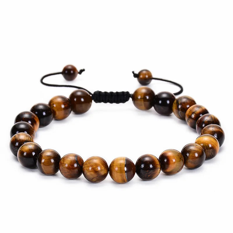 Multiple Style 8mm Natural Tiger Eyes Lava Rock Protection HANDMADE Bracelet Men's Gift