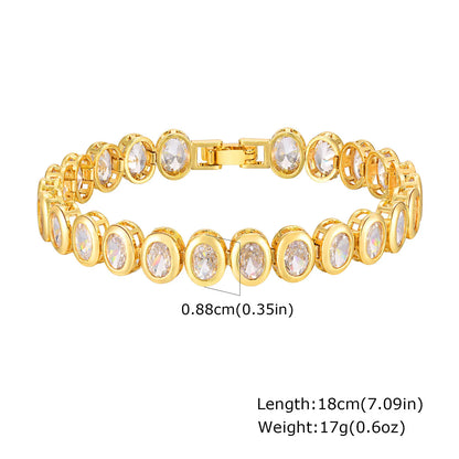 Paperclip Chain Bracelet 14K Gold Plated Cubic Zirconia Watch Strap Chunky Link Adjustable Stackable Jewelry For Women Girl Gift