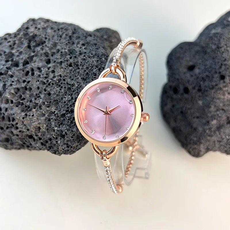 UTHAI V4 New Women's Quartz Watches Water Diamond Female's Wristwatch Small Dial Slim Adjustable Jewelry Girl Watch Bracelet