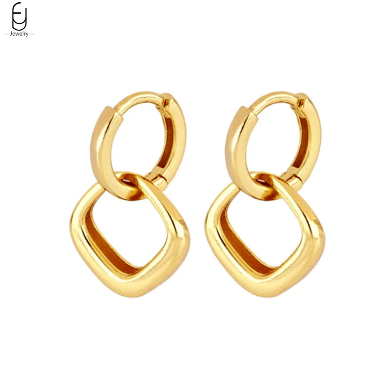 925 Sterling Silver Needle Vintage Gold Earrings Luxury Long Chain Tassel Crystal Hoop Earrings for Women Party Trend Jewelry