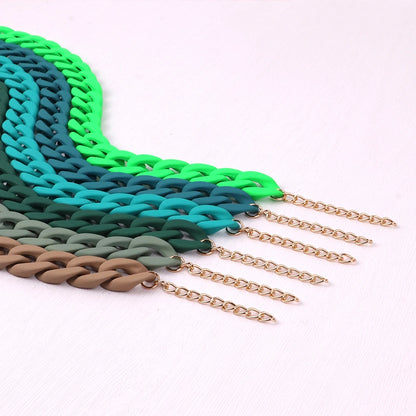 FishSheep Fashion Colorful Acrylic Matte Chain Choker Necklace for Women Statement Resin Wide Chain Collar Neck Jewelry 2024 New