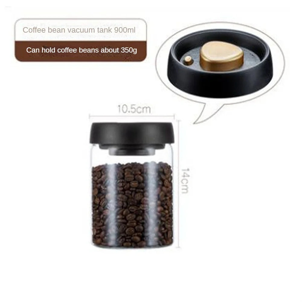 Coffee Beans Vacuum Sealed Tank Household Glass Food Storage Tank For Moisture-proof Air Extraction Transparent Tea Storage TanK
