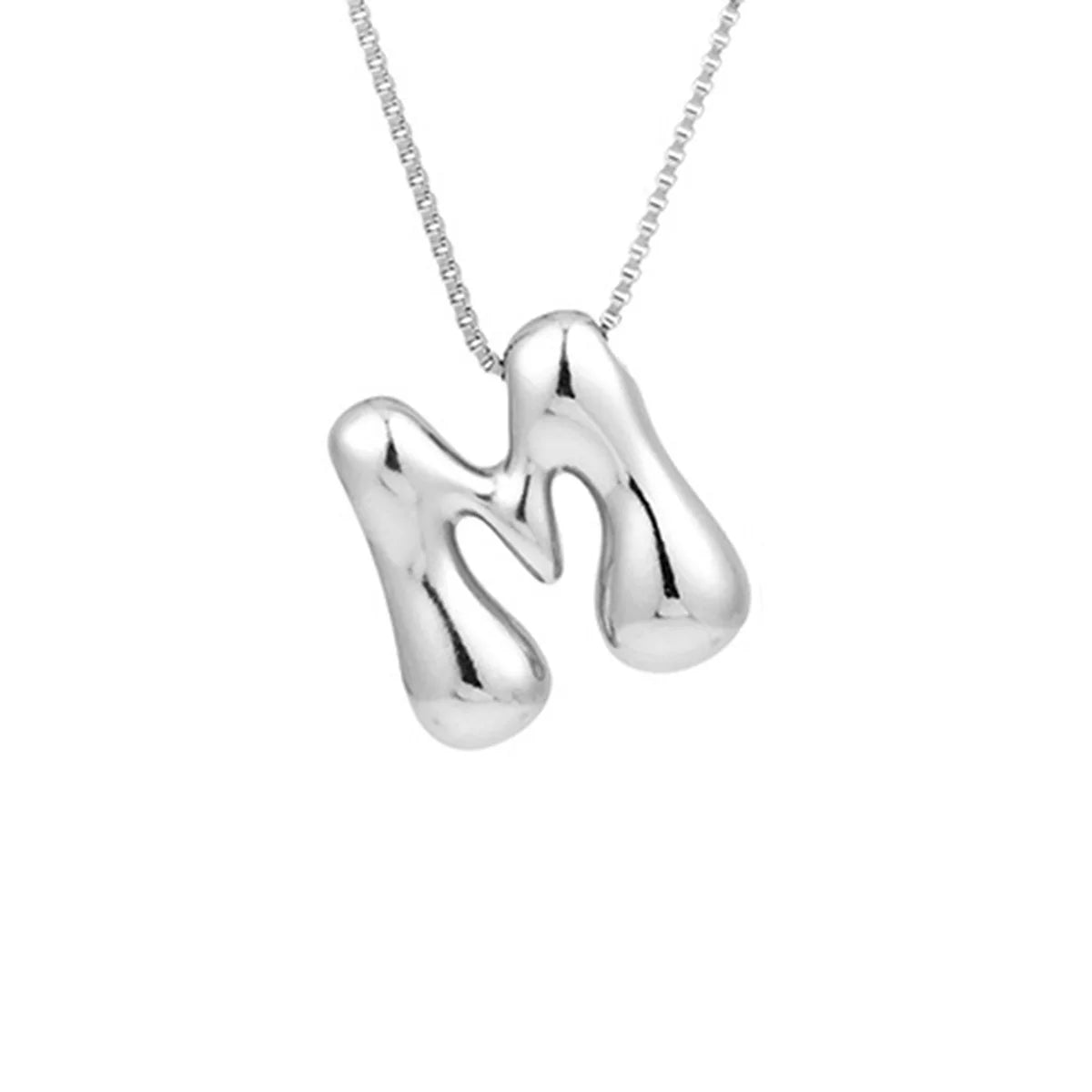 Delicate Chunky Balloon 26 Letter Necklace Bubble Initial Alphabet Pendant Box Chain Choker Stainless Steel Gold Plated Jewelry