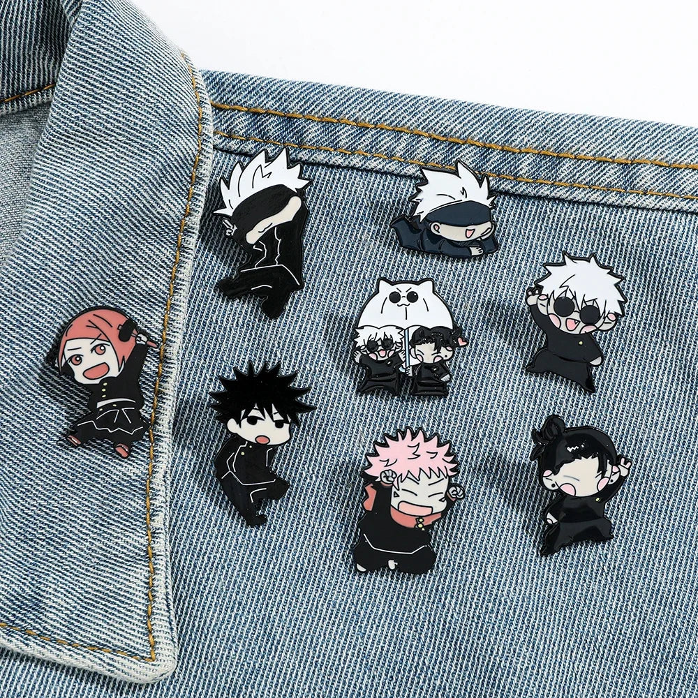 4 Pcs Cartoon Character Brooch Handsome Eye Mask Boy Enamel Pin Metal Badge Jewelry Backpack Clothing Accessories Festival Gift