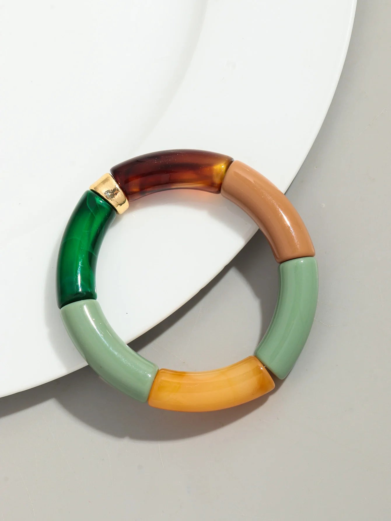 Bohomia Acrylic Design Style Chunky Bamboo Stackable Bracelet for Women Boho Elastic Colorful Tube Beads Braceletes 2024 Jewelry