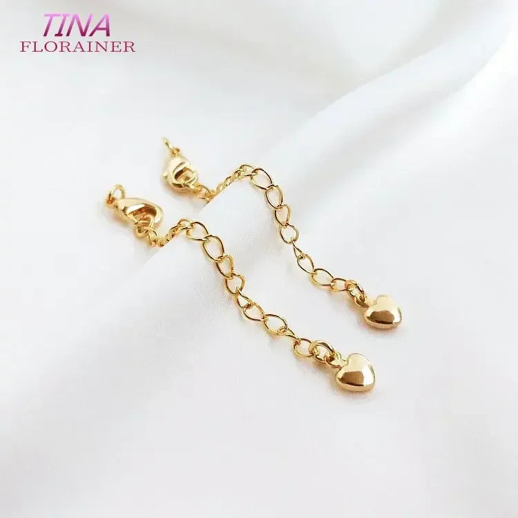 6PCS 14K Gold Color Brass Extender Chain with Lobster Clasps High Quality Jewelry Accessories  For DIY Jewelry Making Findings