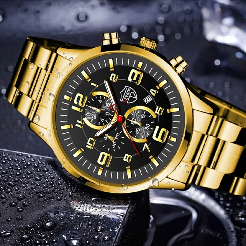 Men's Watches Luxury Stainless Steel Quartz Watch Man Leather Calendar Sports Wristwatch Luminous Clock reloj hombre