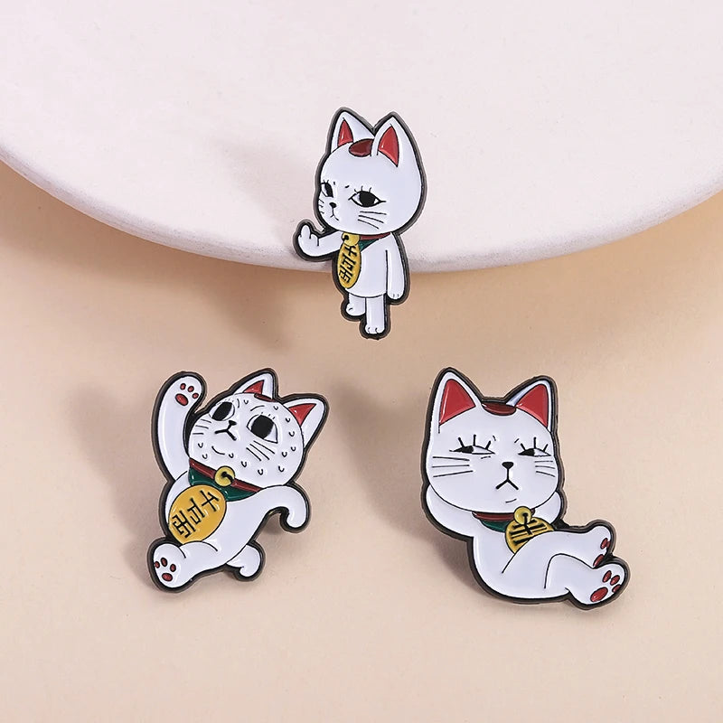 Turbo Granny Cat Spying Enamel Pins Cartoon Anime Characters Cat Running Middle Finger Brooches Lapel Badge Funny Jewelry Gifts