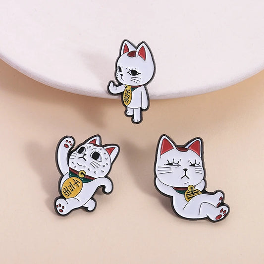 Turbo Granny Cat Spying Enamel Pins Cartoon Anime Characters Cat Running Middle Finger Brooches Lapel Badge Funny Jewelry Gifts