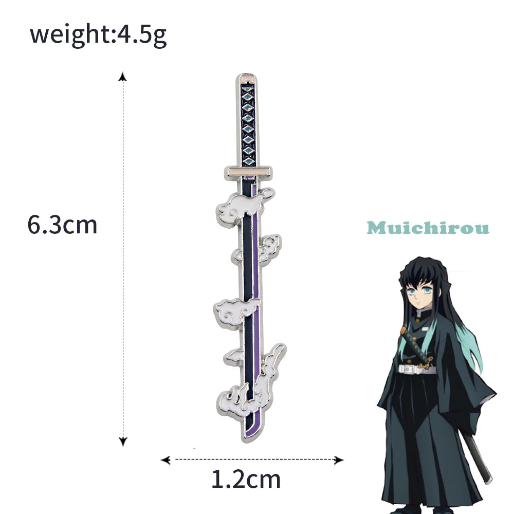 Anime Demon Slayer Brooch Enamel Kimetsu no Yaiba Sword Pins Weapon Badge Fans Cosplay Souvenir Props Backpack Jewelry Gift