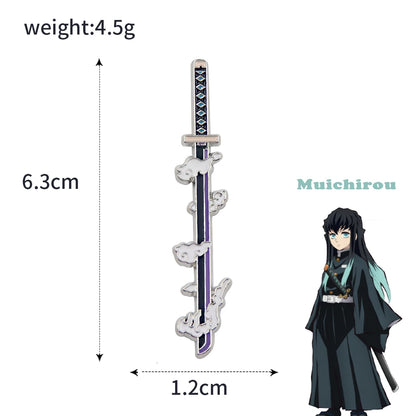 Anime Demon Slayer Brooch Enamel Kimetsu no Yaiba Sword Pins Weapon Badge Fans Cosplay Souvenir Props Backpack Jewelry Gift