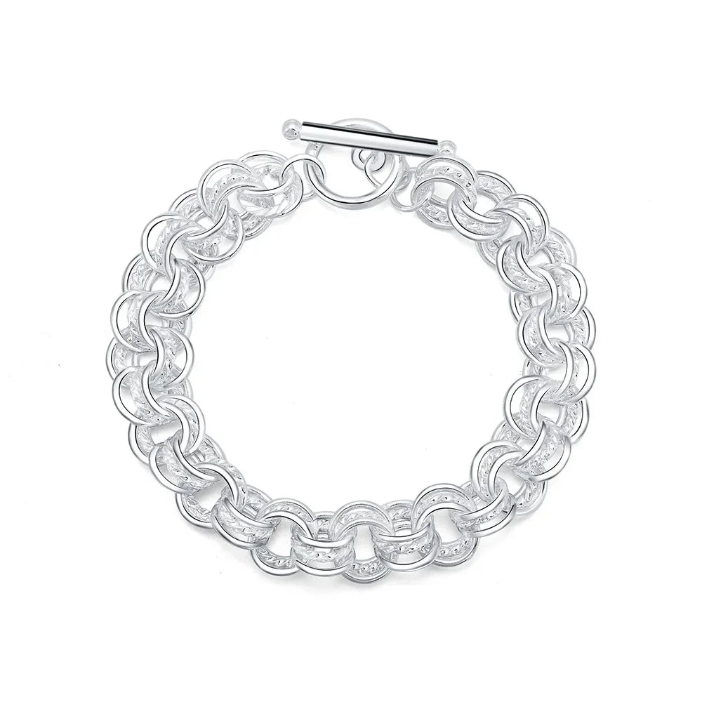 Creative Twist Circle Chain Women Men Silver Plated Bracelets New High 925quality Fashion Jewelry Christmas Gifts H070