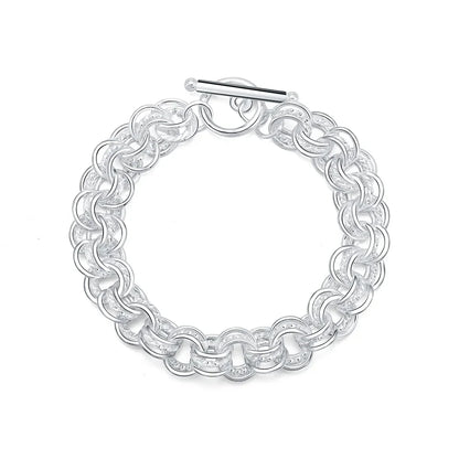 Creative Twist Circle Chain Women Men Silver Plated Bracelets New High 925quality Fashion Jewelry Christmas Gifts H070