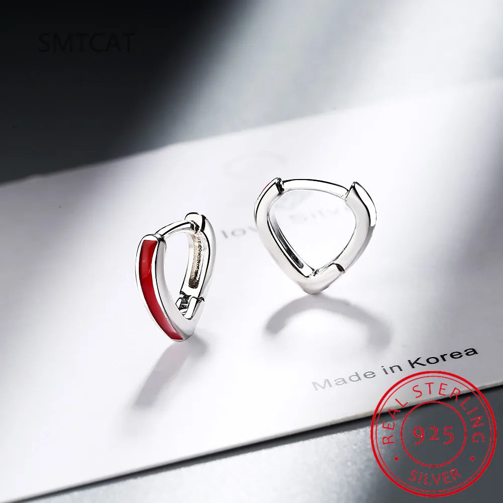 Korean Solid 925 Silver Sterling Big Heart Hoop Earrings Female Gold Large Loop Ear Rings Girlfriend Gift Boucle Doreille SE163