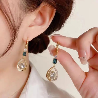 925 Silver Needle Vintage Green Crystal Butterfly Drop Earrings for Women Jewelry New Trending Luxury Zircon Women's Earrings