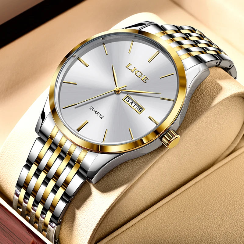 LIGE 2023 New Gold Watch Women Watches Ladies Creative Steel Women's Bracelet Watches Female Waterproof Clock Relogio Feminino