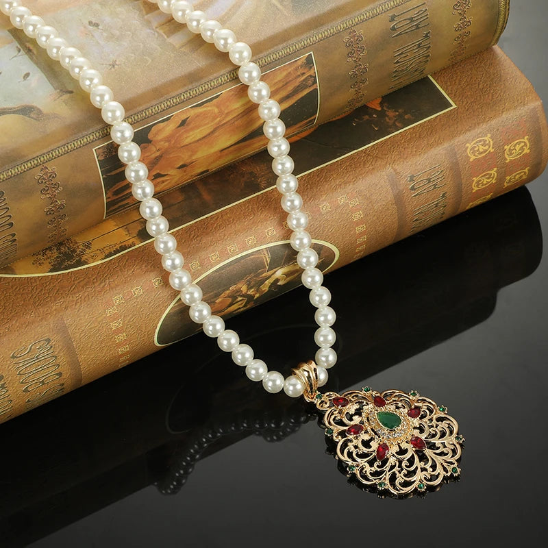 Moroccan ladies jewelry 2-piece set necklace earrings Arabic bridal party accessories ladies festival gifts