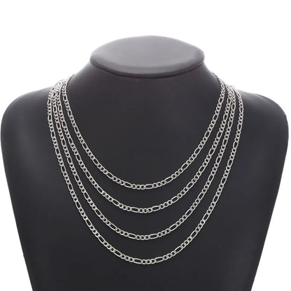 WG  Fashion Cuban Link Curb Chain Necklace Figaro Square Box Chains For Men Jewelry Gift