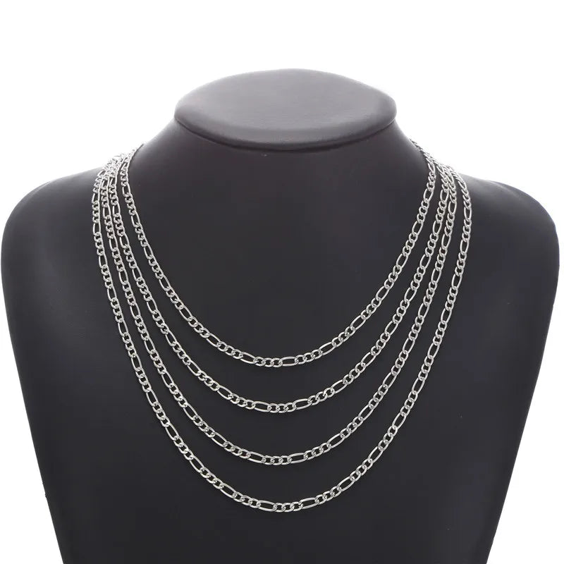 WG  Fashion Cuban Link Curb Chain Necklace Figaro Square Box Chains For Men Jewelry Gift
