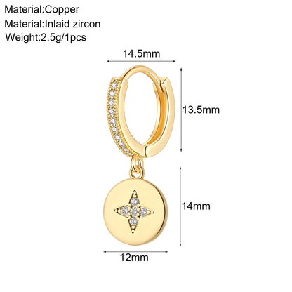 Cute Sun Moon Star Rainbow Red Heart Love Rose Flower Korean Hoop Earrings for Women Gold Color New In Earring High Quality