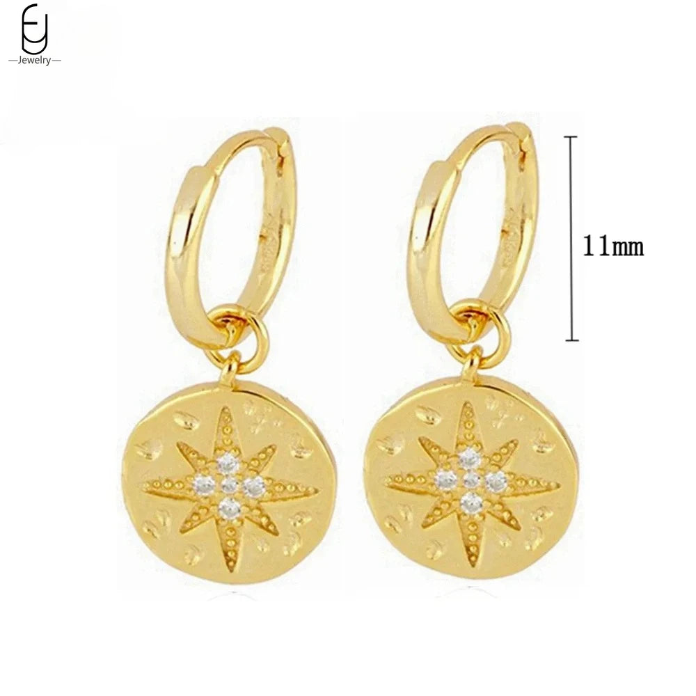 925 Sterling Silver Needle Vintage Gold Earrings Luxury Long Chain Tassel Crystal Hoop Earrings for Women Party Trend Jewelry