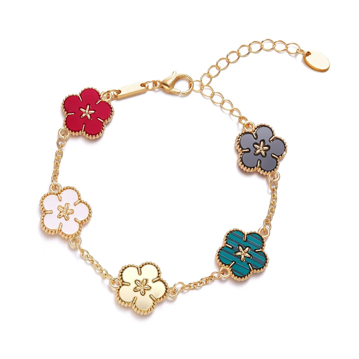 1Pcs Luck Five Leaf Flower Pendant Jewelry Bracelet for Women Gift Fashion Trendy Clover  Bracelet Earring Party Jewelry Gift