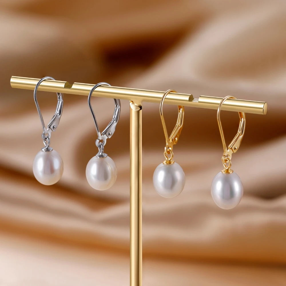 Trumium Handpicked AAA+ Quality Freshwater Natural Pearl Earrings Women 925 Sterling Silver Waterdrop Dangle Stud Pearl Earring