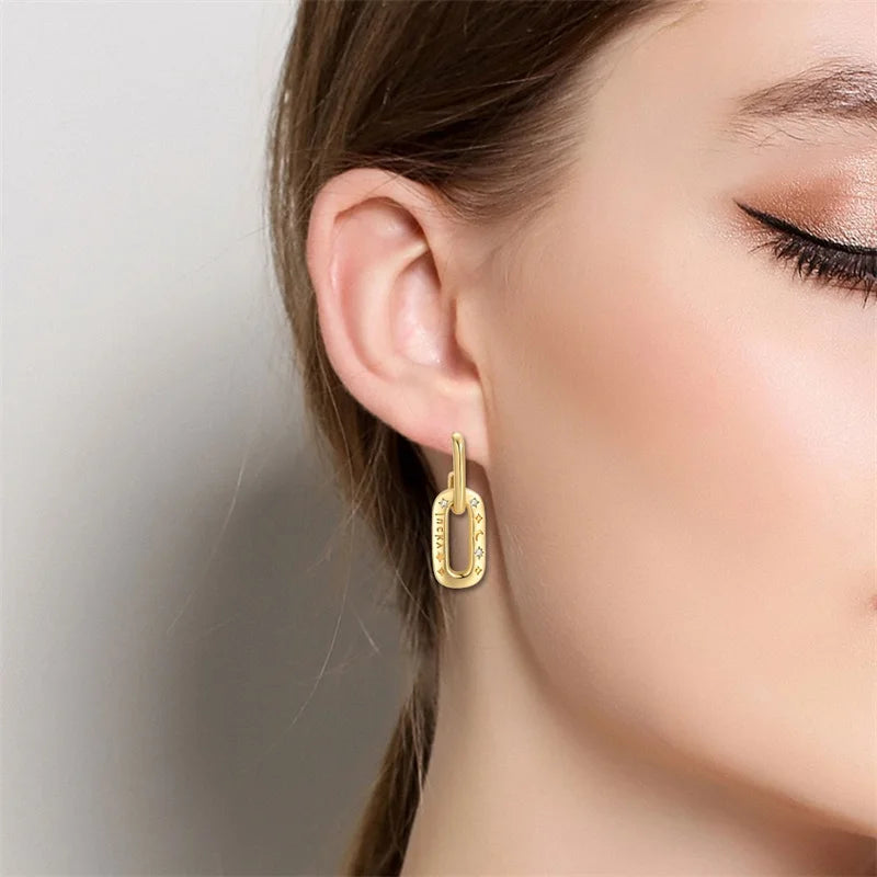 New in 925 Silver Color Gold Pearl Bee Irregularity Star Moon Earrings For Women 2025 Trending Fashion Jewelry Birthday Gifts