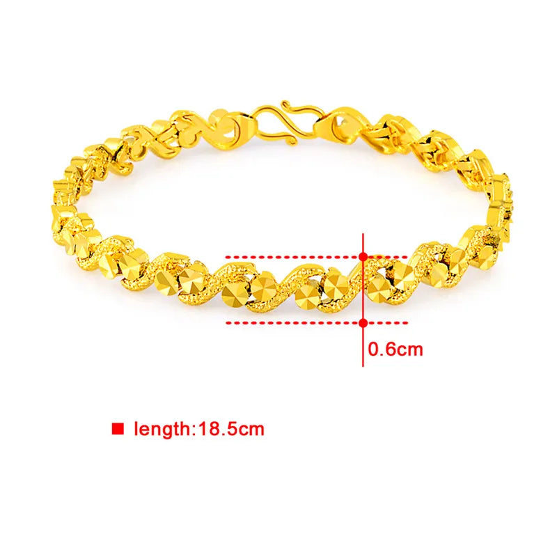 2025 New 24K Real Gold Bracelet Car Flower Gold Plated Bracelet for & Women's Wedding Jewelry Gift 6MM