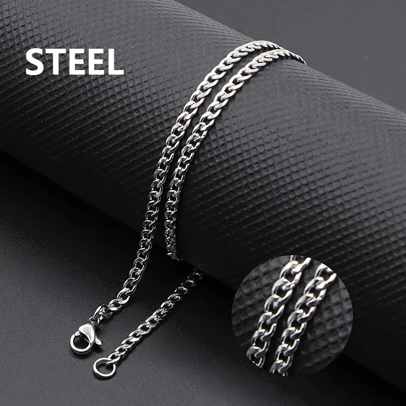 Women Men's Necklace Stainless Steel Black Gold Color Curb Cuban Link NK Chain Silver Color Basic Punk Male Choker Jewelry Gift
