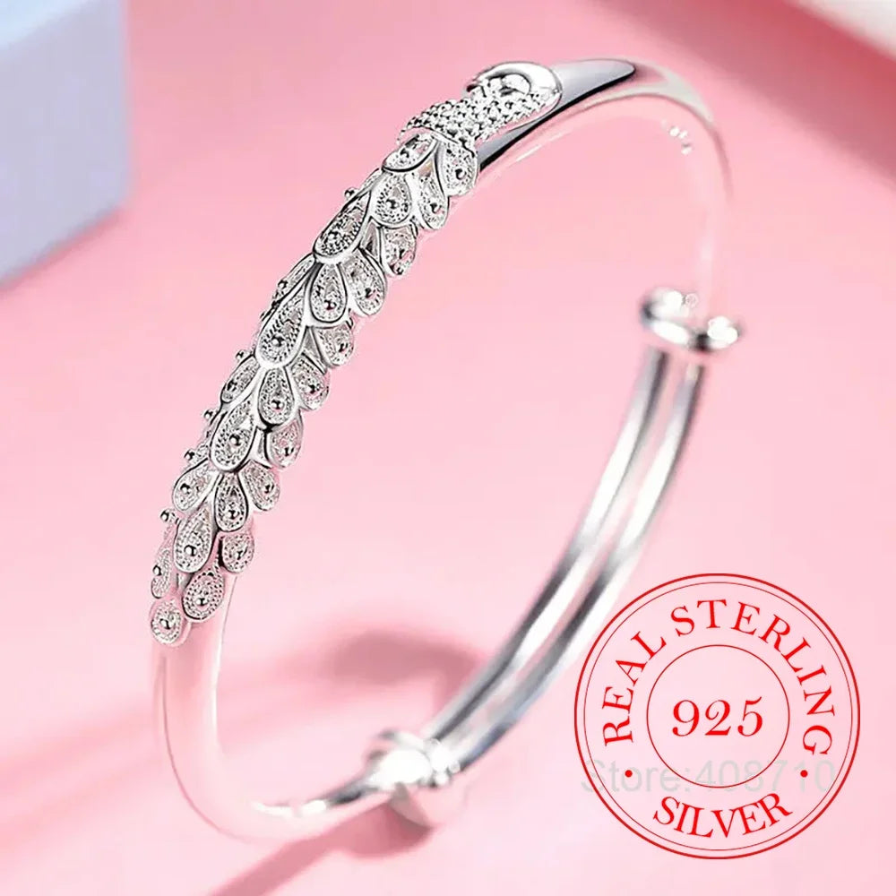 925 Sterling Silver Luxury Noble Phoenix Bangle Bracelets for Women Adjustable Fashion Party Wedding Accessories Jewelry Gifts