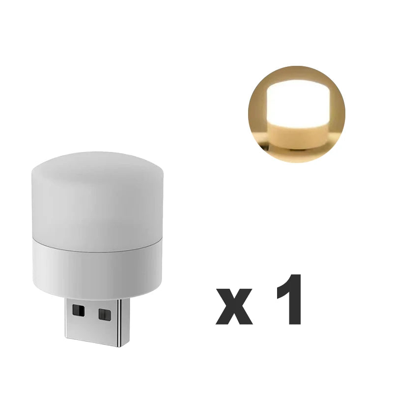 1/20Pcs Mini USB Night Light Warm White Eye Protection Book Reading Light USB Plug Computer Mobile Power Charging LED Night Lamp