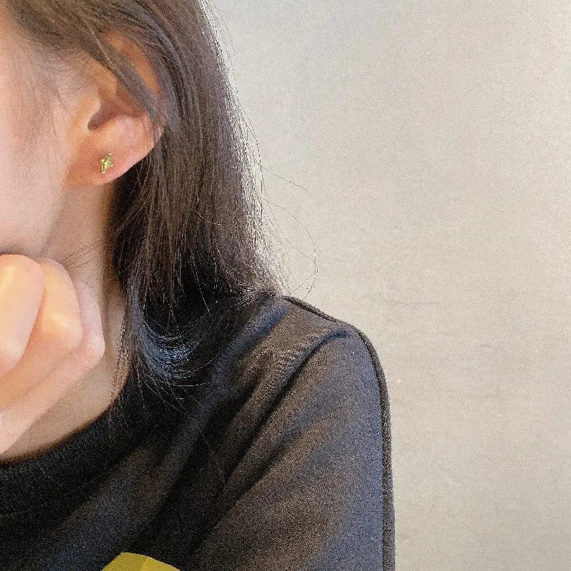 Simple Olive Green Evil Eye Zircon Stud Earrings Women 925 Sterling Silver Fashion Personality European Jewelry