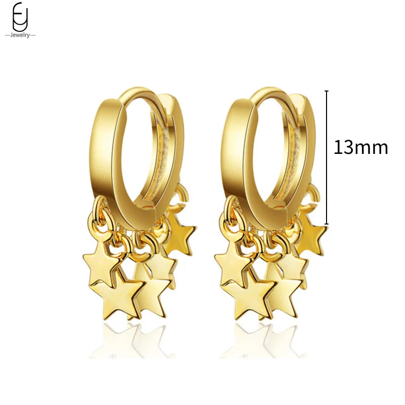 925 Sterling Silver Needle Vintage Gold Earrings Luxury Long Chain Tassel Crystal Hoop Earrings for Women Party Trend Jewelry
