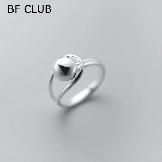 Original 925 Sterling Silver Hollow Ball Rings For Women Counple Wedding Engagement Silver Women's Vintage Ring Fine Jewelry