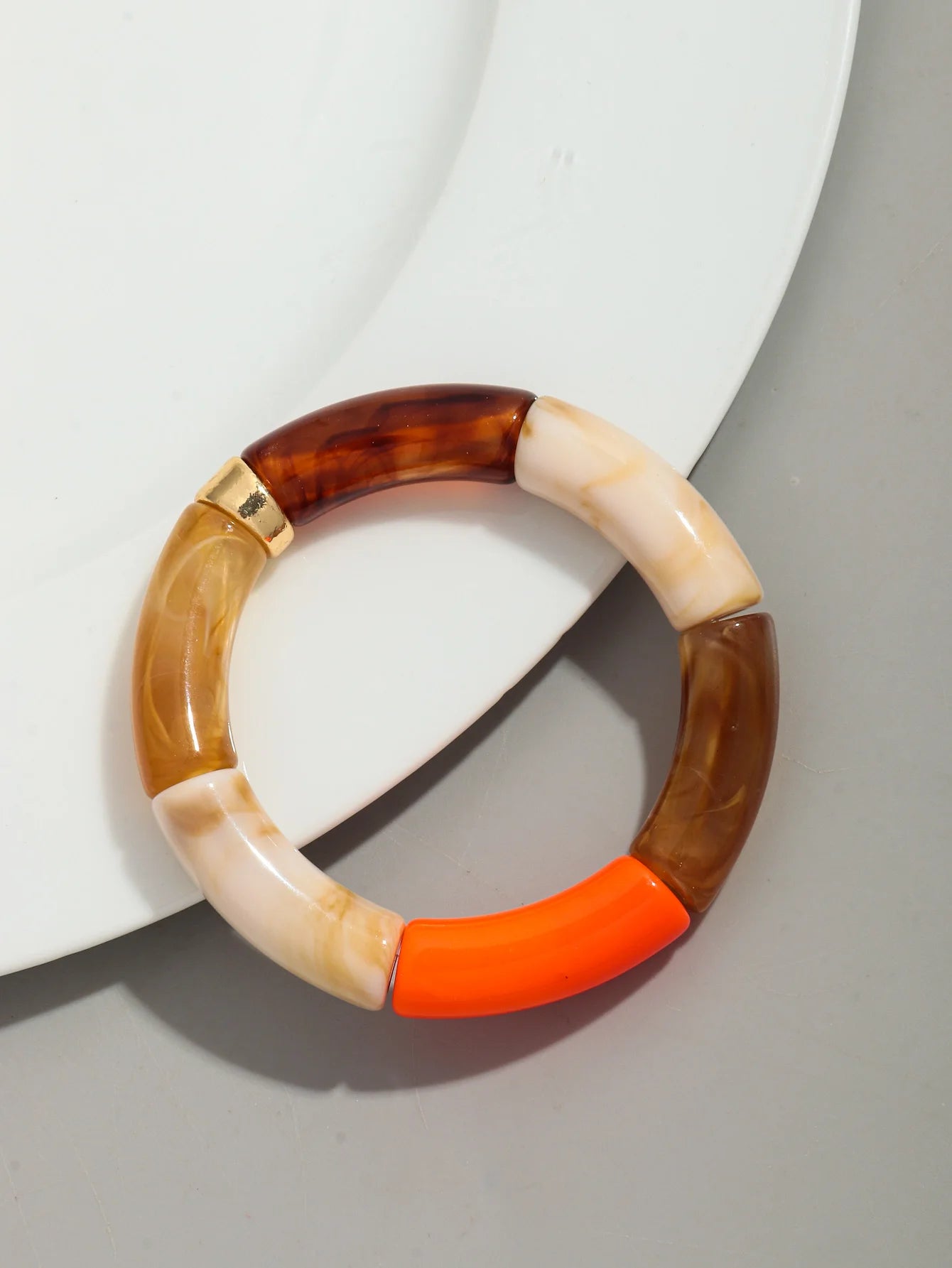 Bohomia Acrylic Design Style Chunky Bamboo Stackable Bracelet for Women Boho Elastic Colorful Tube Beads Braceletes 2024 Jewelry