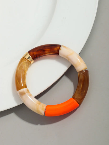 Bohomia Acrylic Design Style Chunky Bamboo Stackable Bracelet for Women Boho Elastic Colorful Tube Beads Braceletes 2024 Jewelry