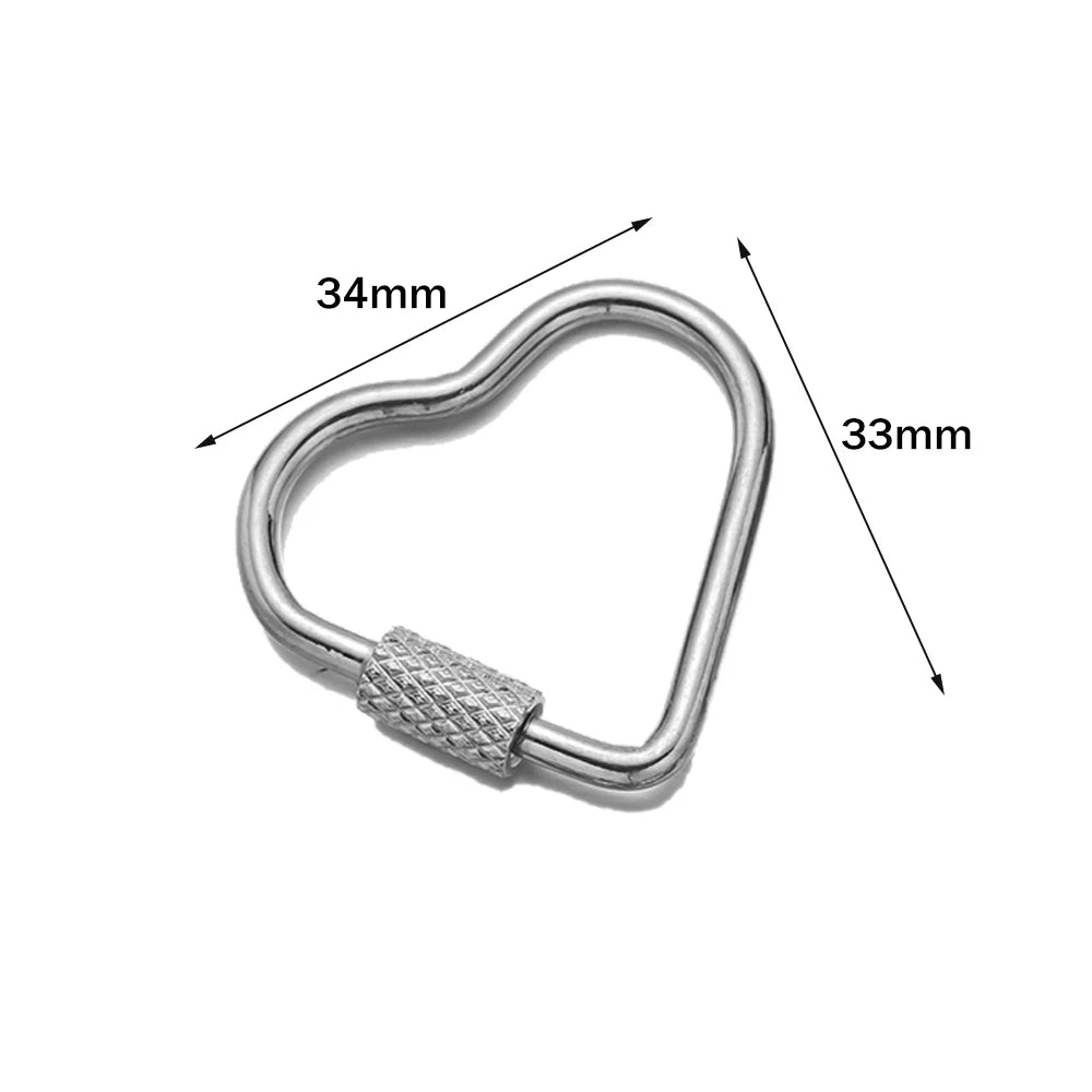 5pcs Gold Stainless Steel Heart Screw Carabiner Lock Connector Fastener Clip For DIY Necklaces Keychain Jewelry Making Supplies