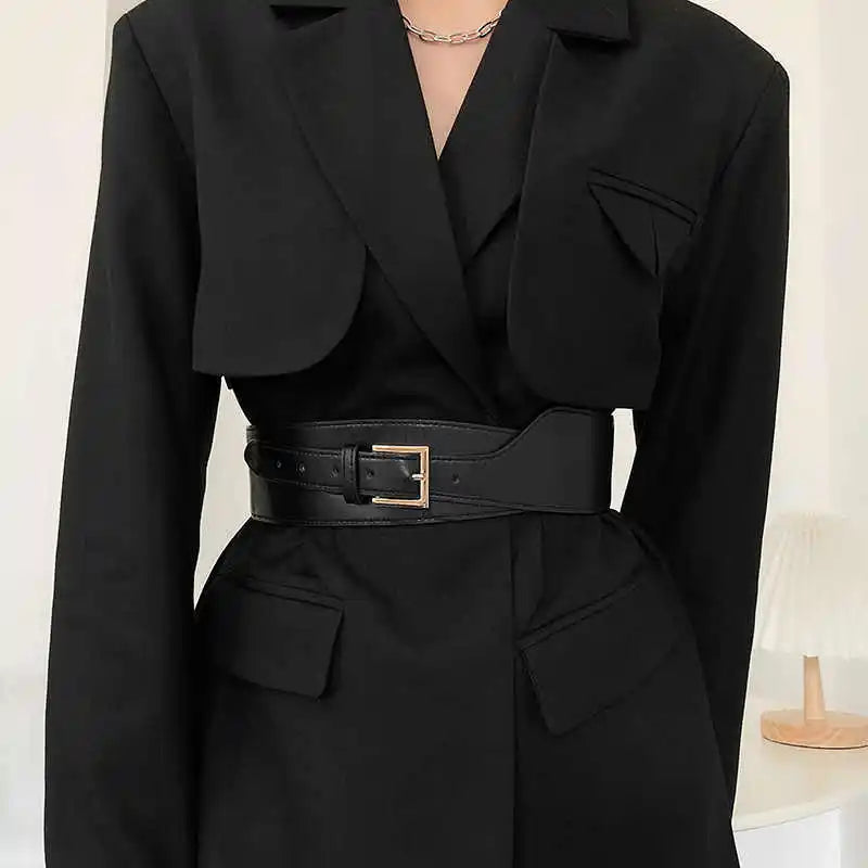 1pcs Belt Women Ins Wind Versatile Korean Version Black Dress Wide Waist Cincher Women Summer Outerwear Fashion Suit Decorative