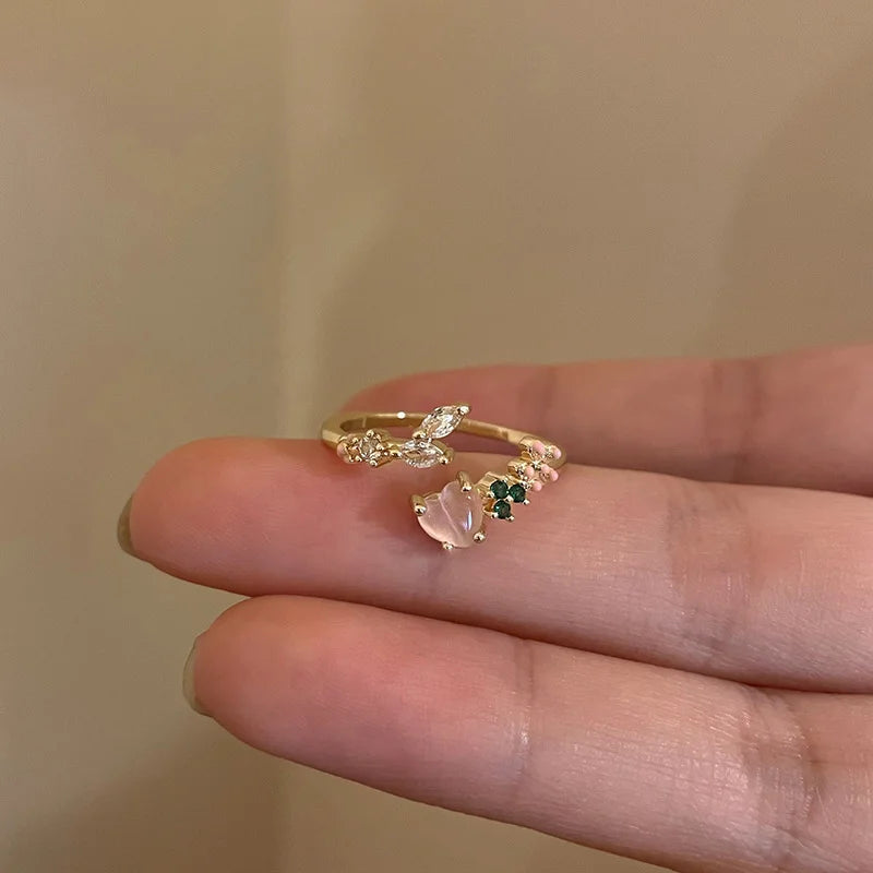 New Y2K Crystal Rings Kpop Heart Adjustable Ring Irregular Geometry Punk Vintage Rings Set for Women Girls 2024 Fashion Jewelry