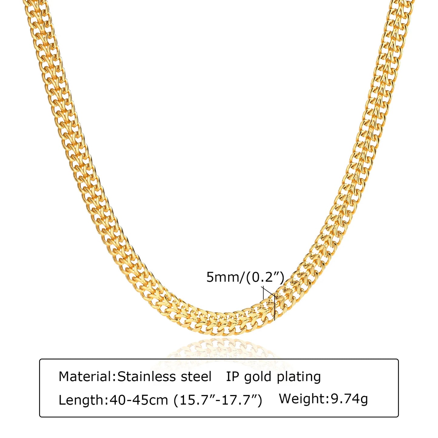 Chunky Gold Plated Link Necklace For Women, Stainless Steel Oval Thick Chain Choker Minimalist Jewelry