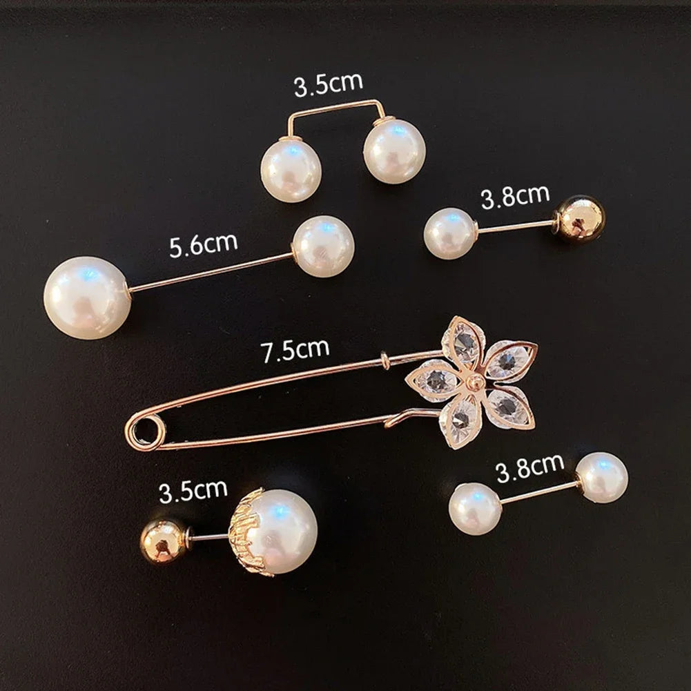 13 Styles Set Big Beads Simulated Pearl Brooch Pins Rhinestone Decorated Dress Buckle Jewelry Broaches for Men And Women