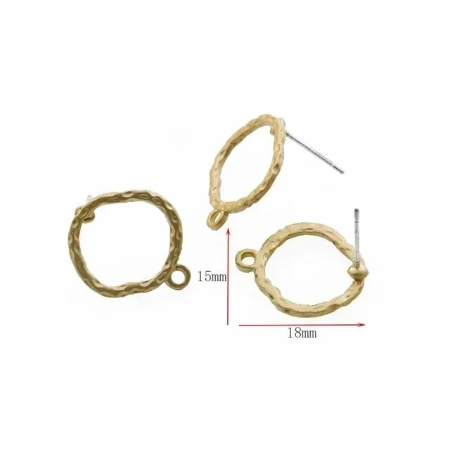 10pcs/set DIY Stainless Steel Earrings Connectors Round Irregular Gold Color Earrings Back Earrings Setting for Jewelry Making