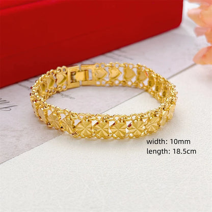 Stainless Steel Women's Hand Bracelet Crown Heart Leaves Flower Wide Chain Wristband Pulsera Femme Vintage Jewelry Party Gifts