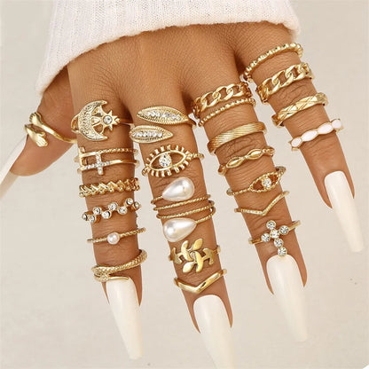 12 Pcs/Set Fashion Gold Color Irregular Geometric Open Rings For Women Men Punk Metal Adjustable Knuckle Joint Ring Jewelry Gift